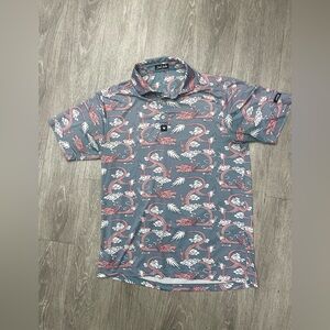 Bad Birdie Golf Year of the Dragon polo shirt size M grey pink